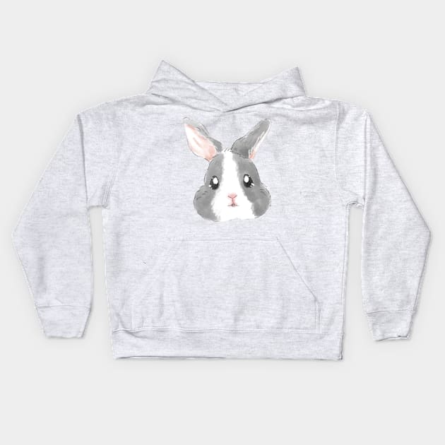 Bunny Head Grey Kids Hoodie by GambarGrace